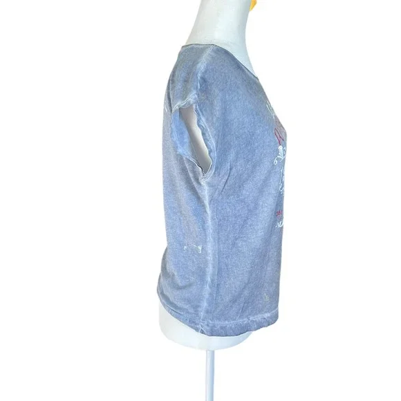 Women's distressed Ralph Lauren grey sleeveless shirt with, white red logo front - Picture 2 of 8